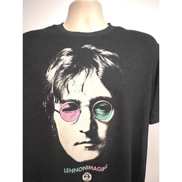 John Lennon Imagine Peace Charcoal Gray Graphic T-Shirt Large Lightweight Cotton - Picture 4 of 5